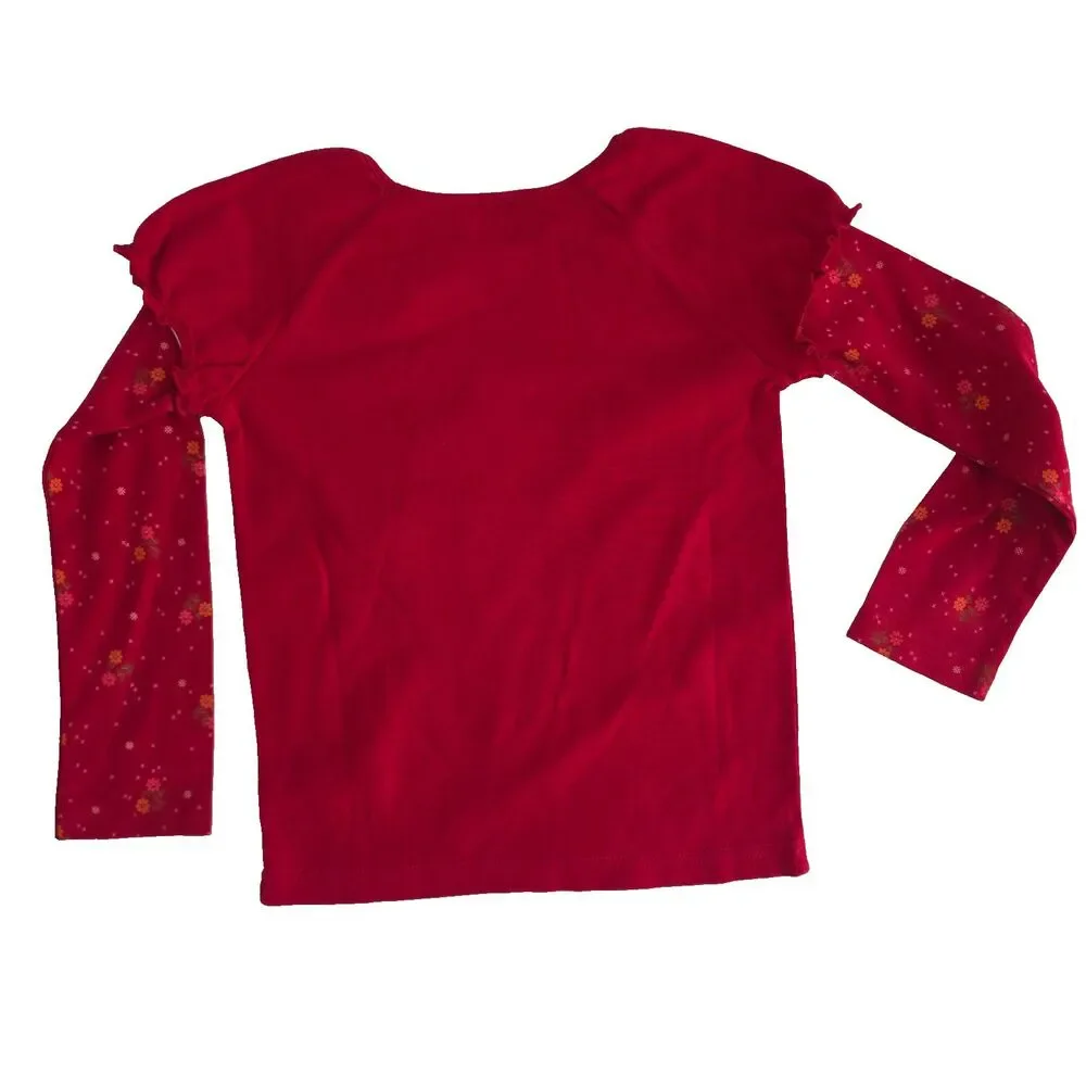 Vintage Gymboree Long Sleeved Top Size 6 Red Floral Layered T-Shirt 2007 NWT